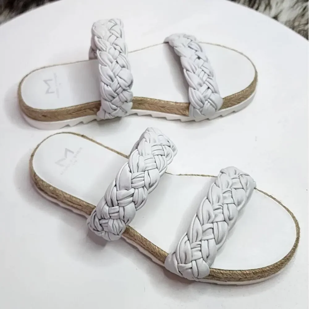 Marc Fisher Jaimee White Braided Espadrille Sandal